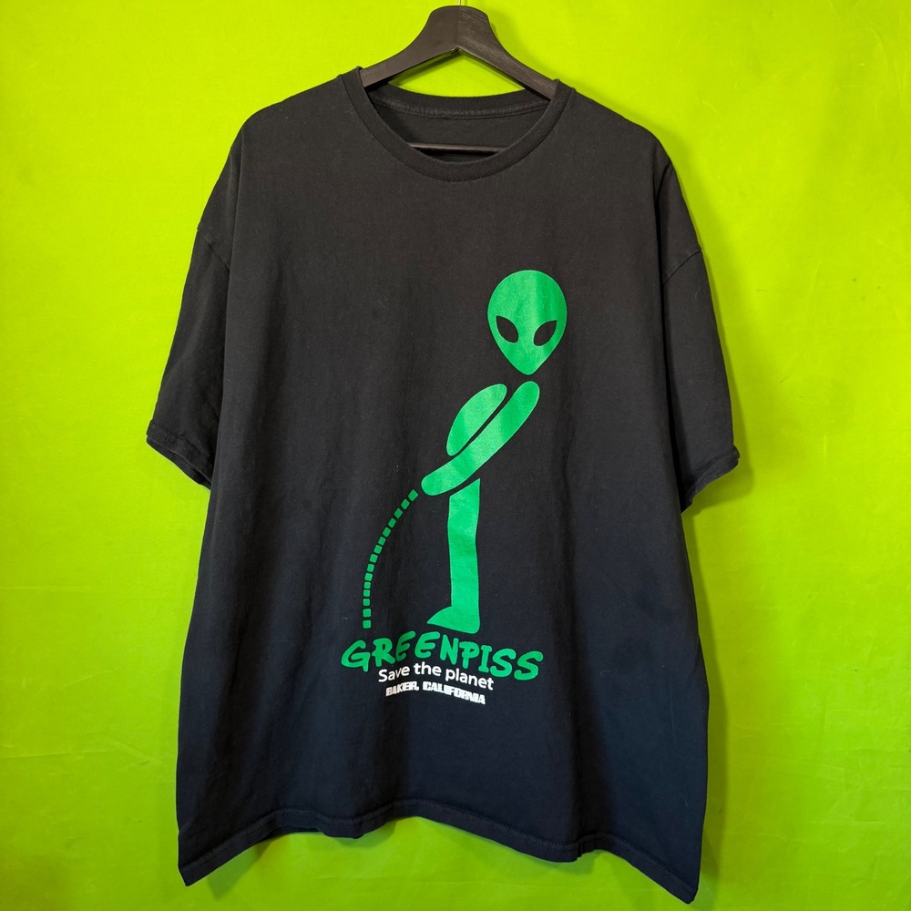 Greenpiss Alien Save The Planet Baker California Graphic Funny Shirt Black XL